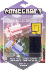 Minecraft Build-A-Portal Figures, 3.25-in Action Figure with Portal Piece & Accessory, Video Game-Inspired Building Toy