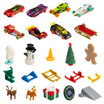 Hot Wheels Advent Calendar, 8 Hot Wheels Holiday-Themed Toy Cars Plus Assorted Accessories with Playmat