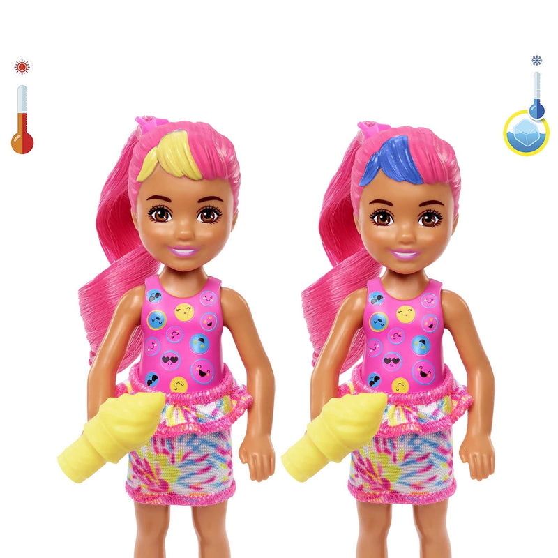 Barbie Color Reveal Chelsea Doll with 6 Surprises, Color Change and Accessories, Neon Tie-Dye Series