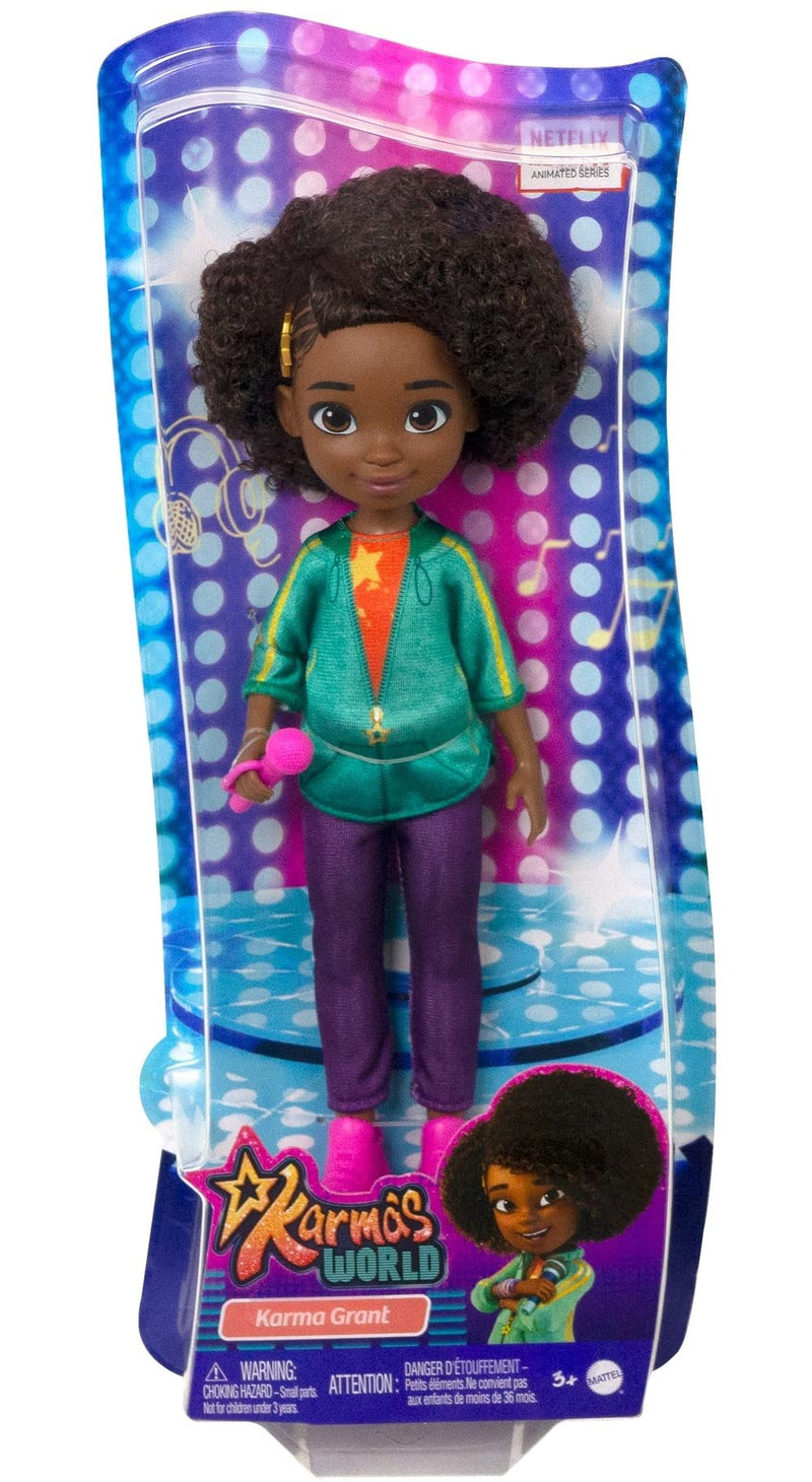 Karma’s World Doll with Microphone Accessory, Karma Grant 8.7-inch Doll