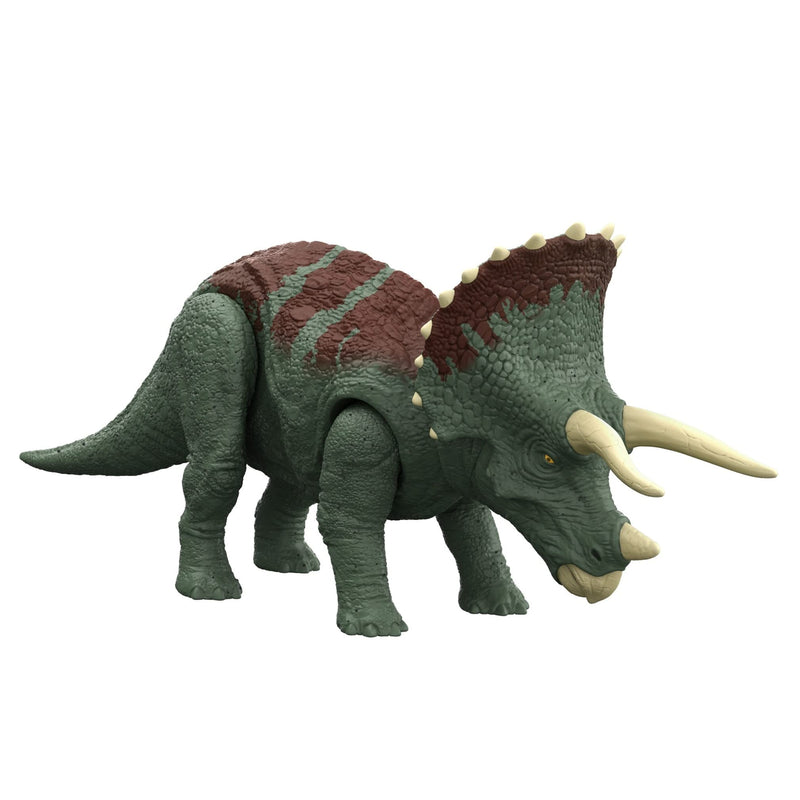 Jurassic World Dominion Roar Strikers Triceratops Dinosaur Action Figure with Roaring Sound and Attack Action