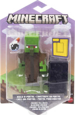 Minecraft Build-A-Portal Figures, 3.25-in Action Figure with Portal Piece & Accessory, Video Game-Inspired Building Toy - Zombie Villager