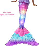 Mermaid Barbie Doll with Water-Activated Twinkle Light-Up Tail, Barbie Dreamtopia Mermaid Toys, Purple-Streaked Hair