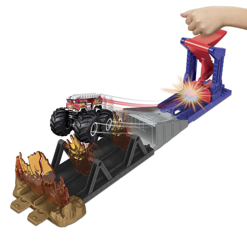 Hot Wheels Monster Trucks Fire Through Hero Playset