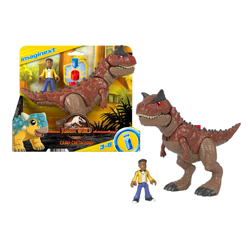 Fisher-Price Imaginext Jurassic World Camp Cretaceous Carnotaurus Dinosaur & Darius Figure Set