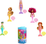 Barbie Chelsea Color Reveal Doll w/6 Surprises: 4 Bags Contain Skirt or Pants, Shoes, Tiara & Balloon Accs; Water Reveals Confetti-Print Doll’s Look & Hair Color Change; Party Series- Styles May Vary