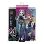 Monster High Doll, Frankie Stein with Accessories and Pet, Posable Fashion Doll with Blue and Black Streaked Hair