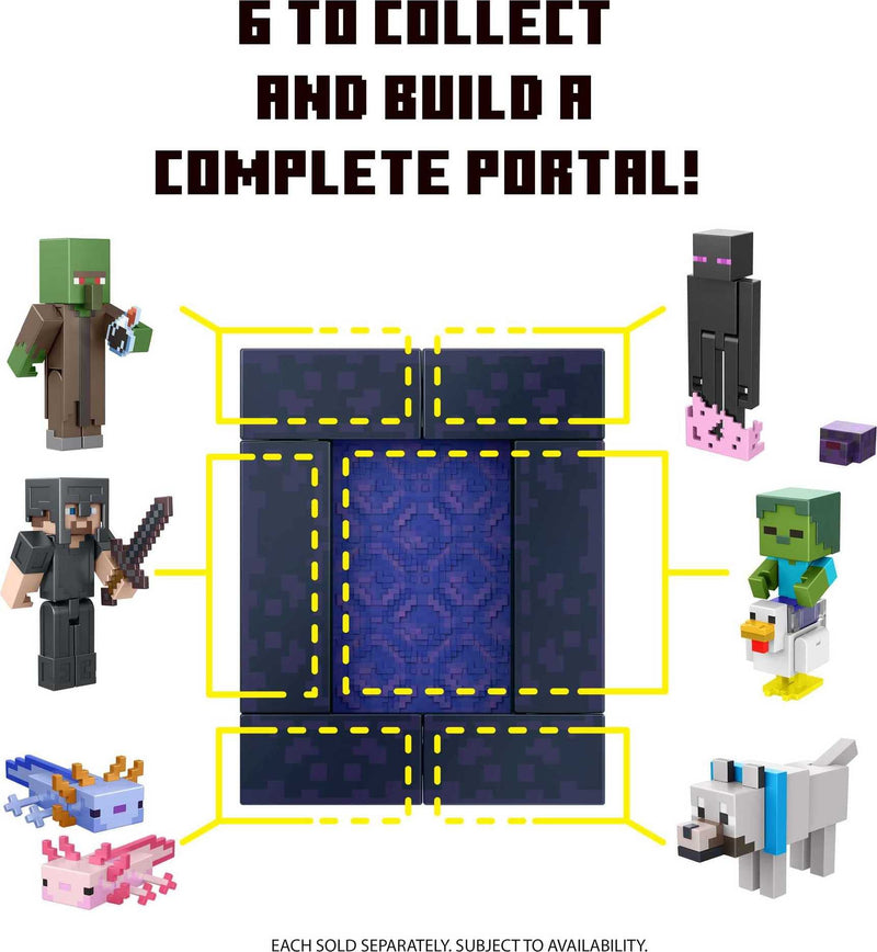 Minecraft Enderman Action Figure, 3.25-in, with 1 Build-a-Portal Piece & 1 Accessory, Building Toy Inspired by Video Game