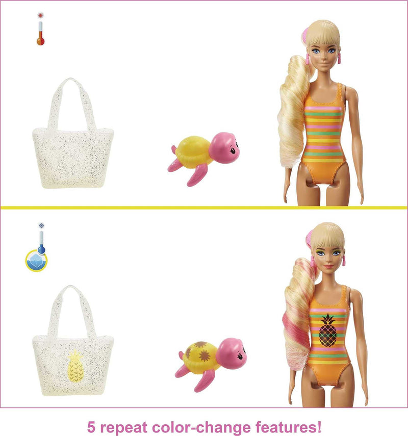 Barbie Color Reveal Foam! Doll & Pet Friend with 25 Surprises - Sunny Pineapple-Theme