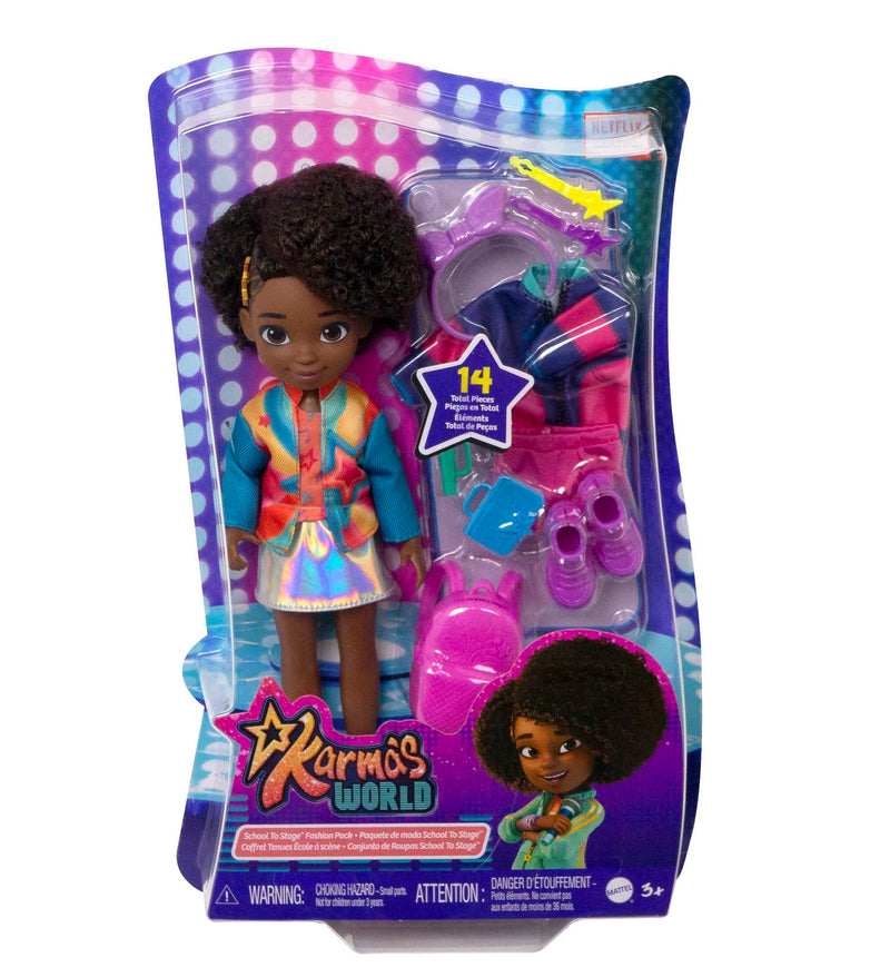 Karma’s World School to Stage Fashion Pack 14-Piece Set with Doll (8.7-in)