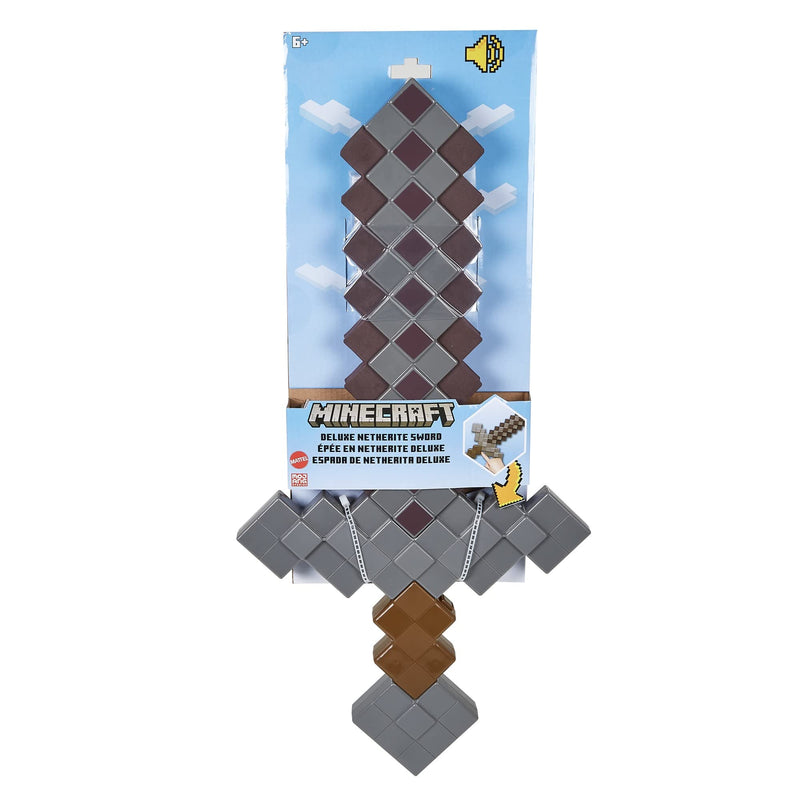 Minecraft Toys, Deluxe Netherite Sword with Lights and Sounds, Kid-sized Minecraft-Game Role-play Accessory