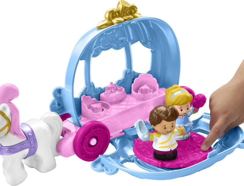 Disney Princess Cinderella’s Dancing Carriage by Little People, Toddler Toys, Transforming Carriage Vehicle and playset with Horse and Figures