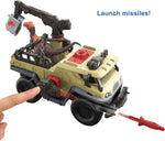 Jurassic World Dominion Capture and Crush Truck with Velociraptor Dinosaur Figure, Toy Vehicle with Tranquilizer, Crane and 2 Breakaways