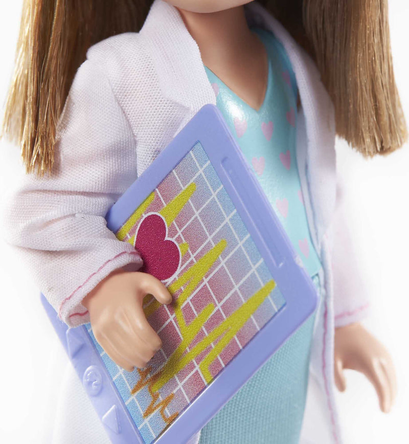 Barbie Chelsea Can Be Playset with Brunette Chelsea Doctor Doll (6-in), Clipboard, EKG Reader, Band-aid Stickers,2 Medical Tools, Teddy Bear