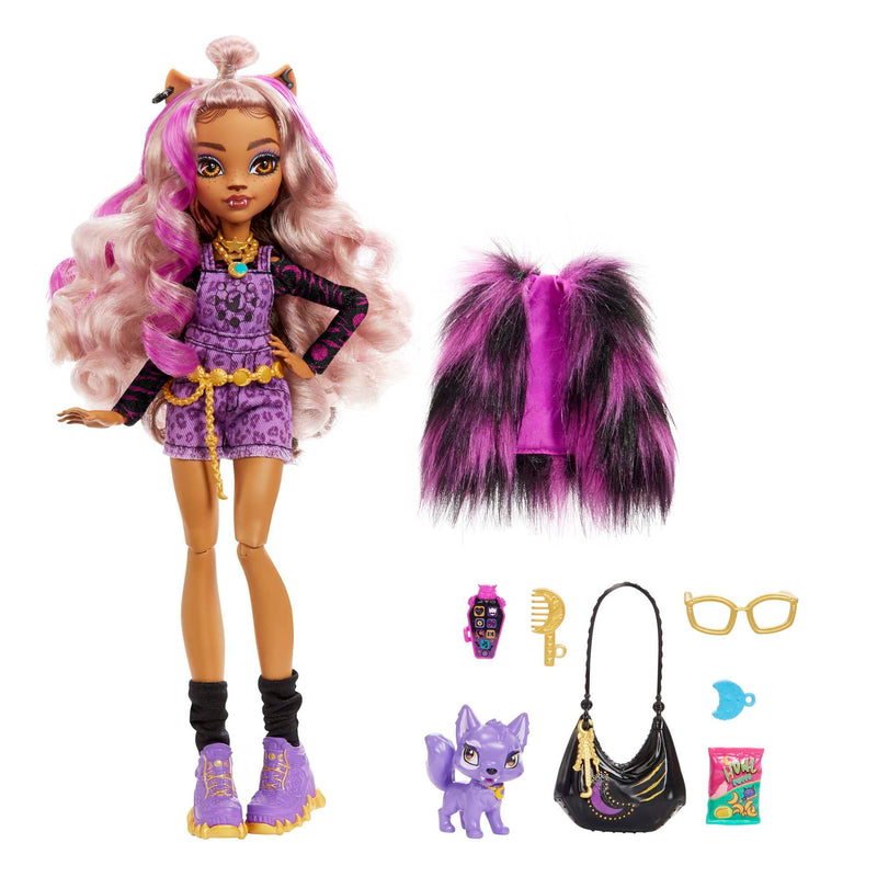Monster High Doll, Clawdeen Wolf with Accessories and Pet Dog, Posable Fashion Doll with Purple Streaked Hair Visit the Monster High Store