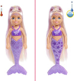 Barbie Chelsea Color Reveal Doll w/6 Surprises: 4 Bags Contain Skirt or Pants, Shoes, Tiara & Balloon Accs; Water Reveals Confetti-Print Doll’s Look & Hair Color Change; Party Series- Styles May Vary