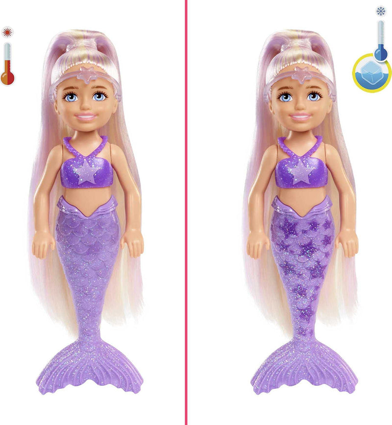Barbie Color Reveal Rainbow Mermaid Series Chelsea Doll with 6 Surprises