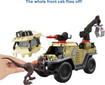 Jurassic World Dominion Capture and Crush Truck with Velociraptor Dinosaur Figure, Toy Vehicle with Tranquilizer, Crane and 2 Breakaways
