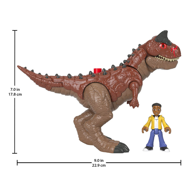 Fisher-Price Imaginext Jurassic World Camp Cretaceous Carnotaurus Dinosaur & Darius Figure Set