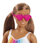 Barbie Loves The Ocean Beach-Themed Doll (11.5-inch Curvy Brunette), Made from Recycled Plastics