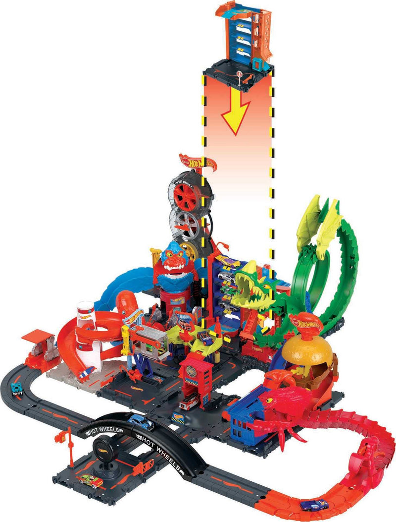 Hot Wheels City Downtown Car Park Playset, with 1 Hot Wheels Car, Connects to Other Tracks & Playsets