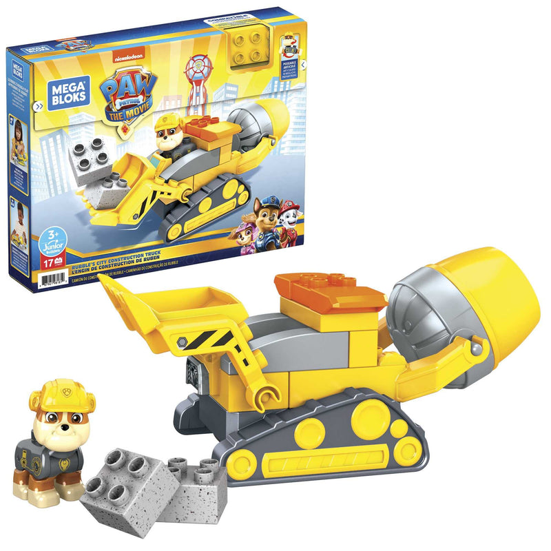 Mega Bloks PAW Patrol Rubble's City Construction Truck, Building Toys for Toddlers