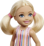 Barbie Chelsea Doll (6-inch Blonde) Wearing Skirt with Striped Print and Pink Boots