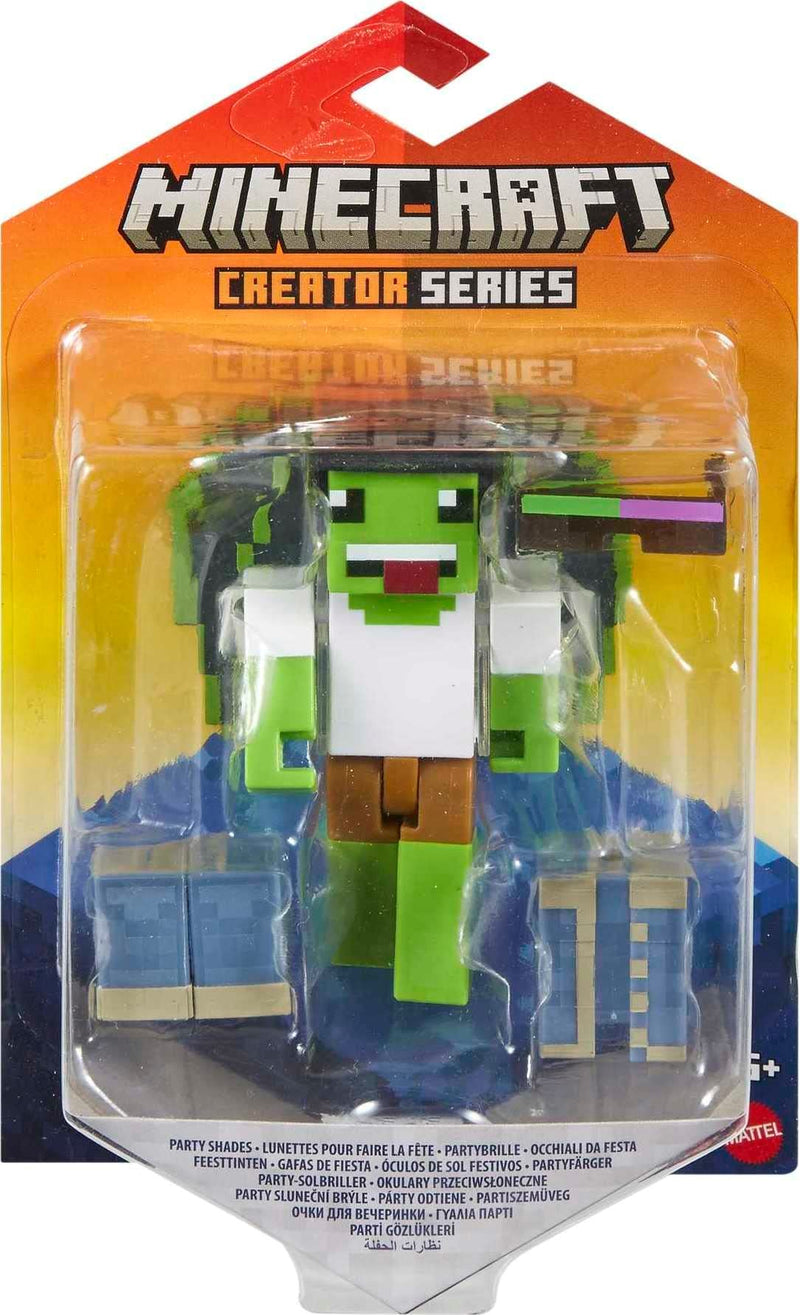 Minecraft Creator Series Party Shades Figure, Collectible Building Toy, 3.25-inch Action Figure with Accessories,