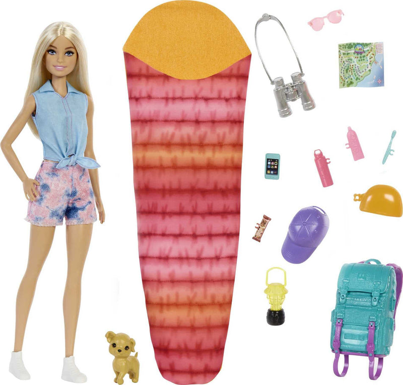 Barbie Doll and Accessories, It Takes Two “Malibu” Camping Doll with Pet Puppy and 10+ Accessories