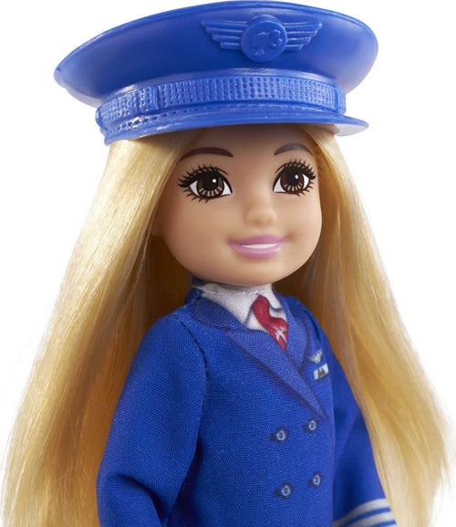 Barbie Chelsea Can Be Playset with Blonde Chelsea Pilot Doll (6-in), Luggage, Headset, Cockpit Wheel, Mini Plane, & Glasses