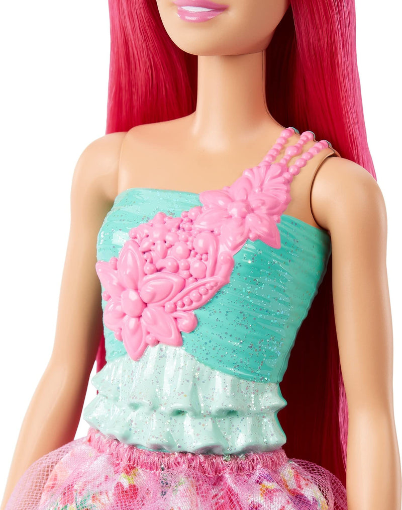 Barbie Dreamtopia Princess Doll (Dark-Pink Hair), with Sparkly Bodice, Princess Skirt and Tiara