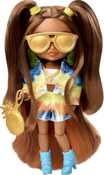 Barbie Extra Minis Doll #5 (5.5 in) Wearing Tie-Dye Jacket & Shorts, with Doll Stand & Accessories Including Sunglasses and Purse