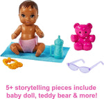 Barbie Skipper Babysitters Inc. Playset with Babysitter Doll (Curly Brunette Hair), Stroller, Baby Doll & 5 Accessories