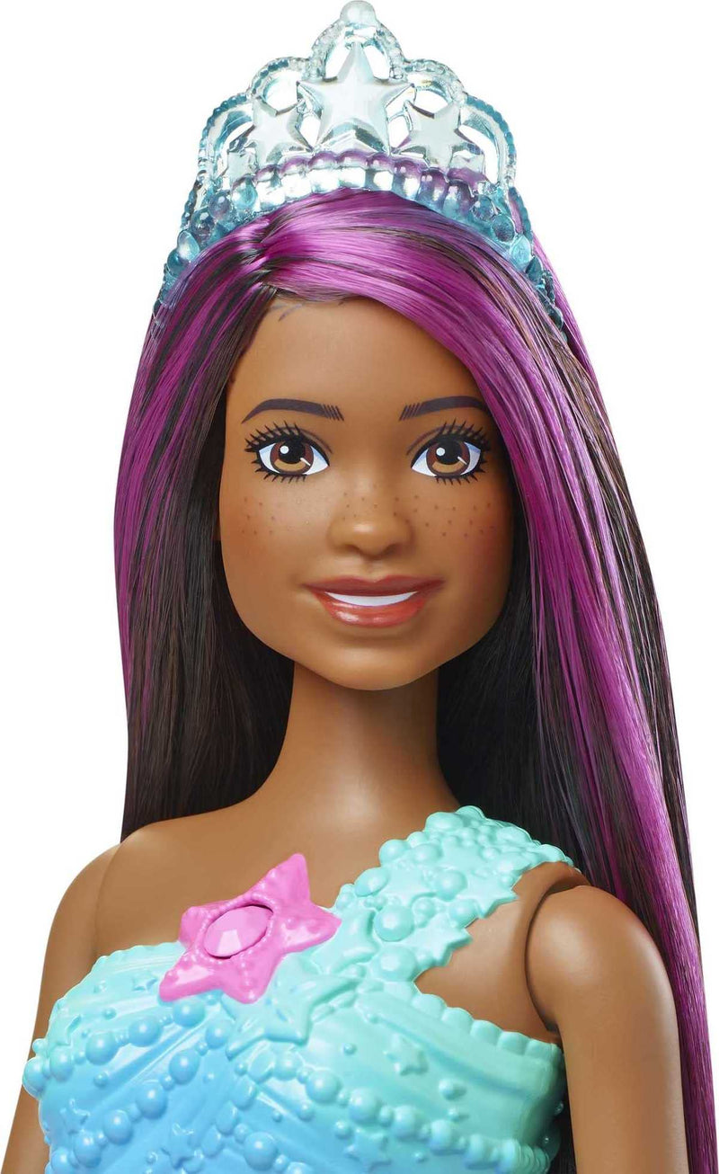 Mermaid Barbie Doll with Water-Activated Twinkle Light-Up Tail, Barbie Dreamtopia Mermaid Toys, Purple-Streaked Hair