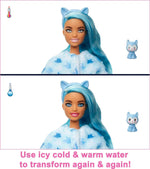 Barbie Doll, Cutie Reveal Husky Plush Costume Doll with 10 Surprises, Mini Pet, Color Change and Accessories, Snowflake Sparkle
