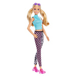 Barbie Fashionistas Doll #158, Long Blonde Pigtails Wearing Teal Sport Top, Patterned Leggings, Pink Sneakers & Sunglasses