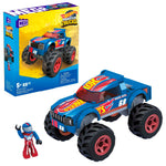 Hot Wheels Mega Race Ace Monster Truck Building Set with 69 Pieces with Micro Figure Driver Figure