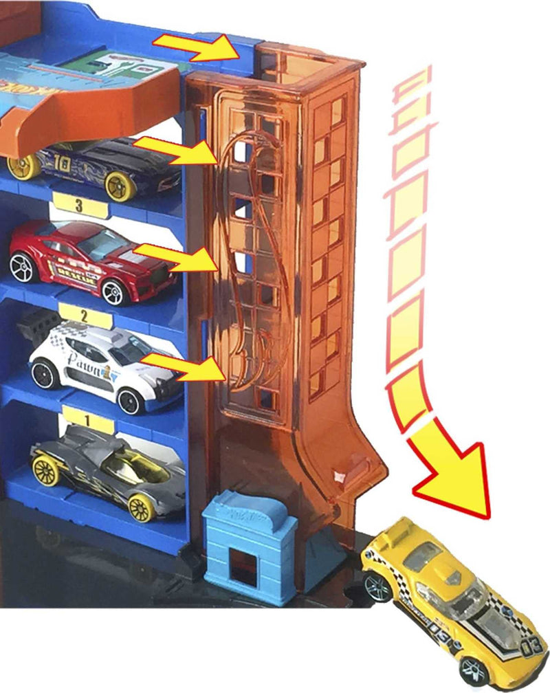 Hot Wheels City Downtown Car Park Playset, with 1 Hot Wheels Car, Connects to Other Tracks & Playsets