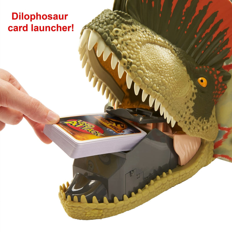 UNO Attack Jurassic World Dominion Card Game with Dinosaur Card Launcher