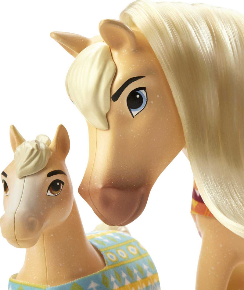 Mattel Spirit Untamed Cuddle Colt & Mama Playset (Horses Approx. 5-in & 8-in) & Feeding Accessories