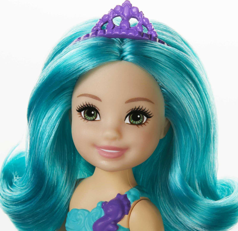 Barbie Dreamtopia Chelsea Mermaid Doll, 6.5-inch with Teal Hair and Tail