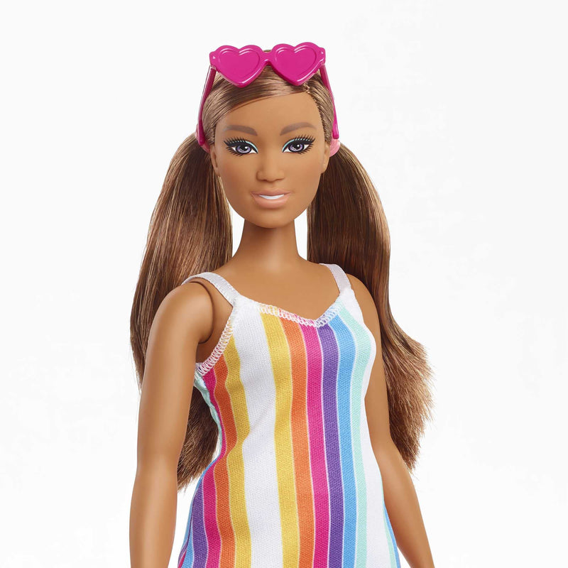 Barbie Loves The Ocean Beach-Themed Doll (11.5-inch Curvy Brunette), Made from Recycled Plastics