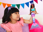 Mermaid Barbie Doll with Water-Activated Twinkle Light-Up Tail, Barbie Dreamtopia Mermaid Toys, Purple-Streaked Hair