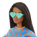 Barbie Fashionistas Doll # 172 , Heart Print Matching Top & Shorts & Twisted Hairstyle