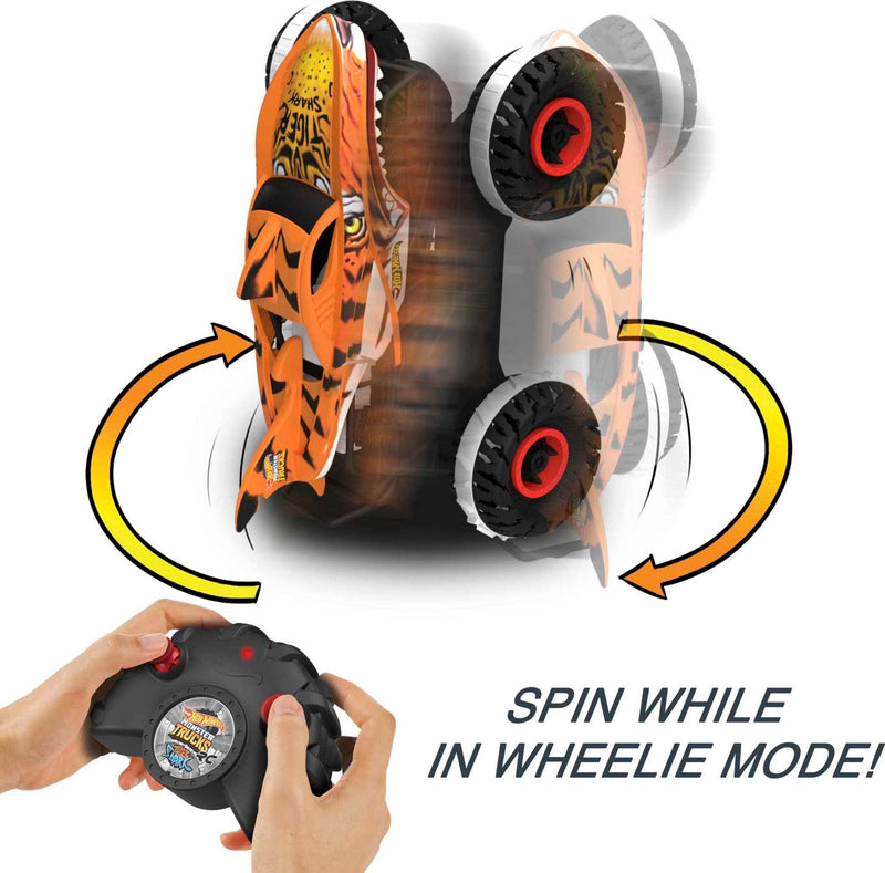 Hot Wheels Monster Trucks, Monster Truck Toy with All-Terrain Wheels, 1:15 Scale Unstoppable Tiger Shark RC