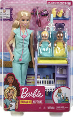 Barbie Baby Doctor Playset with Blonde Doll, 2 Infant Dolls, Exam Table and Accessories, Stethoscope, Chart and Mobile