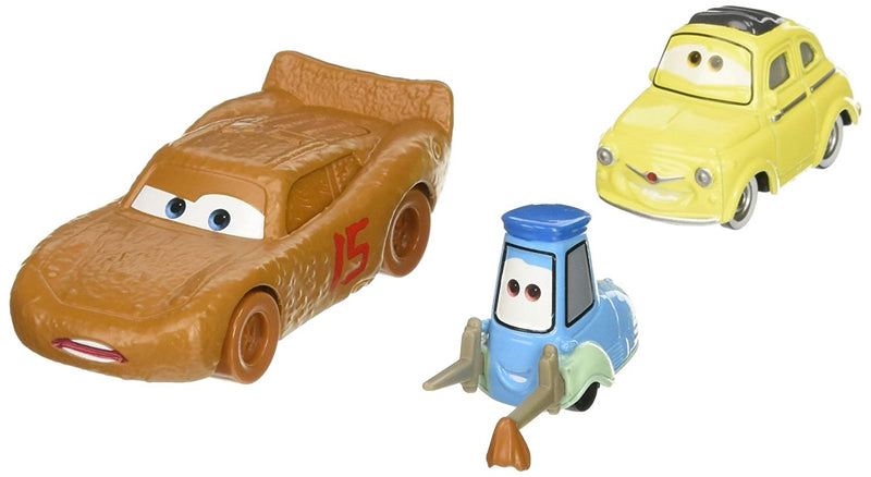 Cars 3 Lightning McQueen as Chester Whipplefilter, Luigi, and Guido Die-Cast Vehicles, 3 Pack