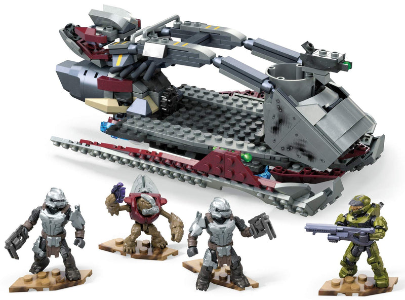 Mega Construx Halo Skiff Intercept vehicle Halo Infinite Construction Set with Spartan MK VII character figure, Building Toys for Kids