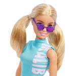 Barbie Fashionistas Doll #158, Long Blonde Pigtails Wearing Teal Sport Top, Patterned Leggings, Pink Sneakers & Sunglasses