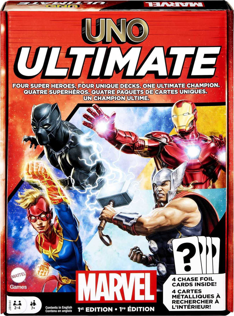 UNO Ultimate Marvel Card Game with 4 Collectible Foil Cards, Character-Themed Decks & Special Rules